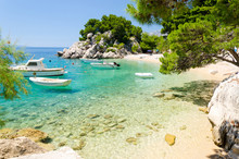 Beautiful Beach In Brela On Makarska Riviera, Dalmatia, Croatia