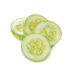 Fresh slice cucumber isolated on white background