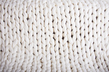 White Plaid Big Knit. Texture Pigtail Knitted Blanket