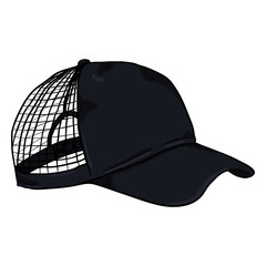 Poster - Vector Cartoon Side View Net Cap. Beach Headwear