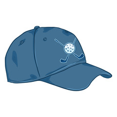 Wall Mural - Vector Cartoon Classic Blank Baseball Cap. Side View.