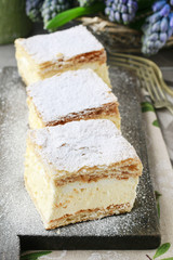 A Polish cream pie made of two layers of puff pastry, filled with whipped cream.