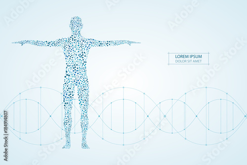 Fotomural Abstract human body with molecules DNA