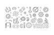 Vector virus banner made with viruses and bacterias line icons