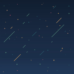 Wall Mural - Concept of starry sky in motion design style. Texture of the universe with falling comets. Flat vector illustration. Geometric shapes background. Background on your web banner design