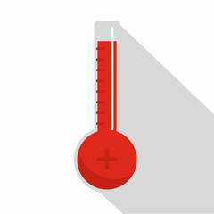 Sticker - Thermometer warmly icon. Flat illustration of thermometer warmly vector icon for web