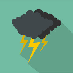 Poster - Cloud thunder flash icon. Flat illustration of cloud thunder flash vector icon for web