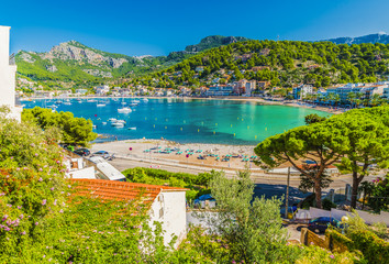Wall Mural - panoramic view of porte de soller, palma mallorca, spain