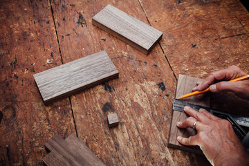 Wall Mural - Measuring out woodworking joints