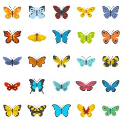 Wall Mural - butterfly icons set. flat illustration of 25 butterfly vector icons isolated on white background