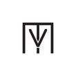 © ariefpro - Initial letter M and V, MV, VM overlapping V inside M, line art logo, black monogram color