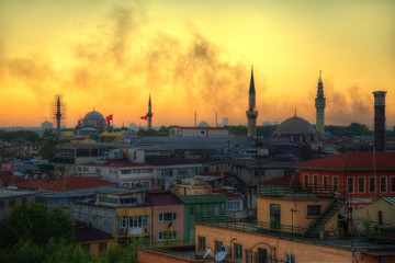 Wall Mural - Istanbul Aerial with Blue Mosque and Hagia Sophia