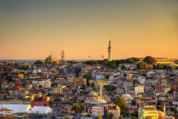 Wall Mural - Istanbul Aerial with Blue Mosque and Hagia Sophia