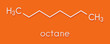 Octane hydrocarbon molecule. Component of petrol (gasoline). Skeletal formula.