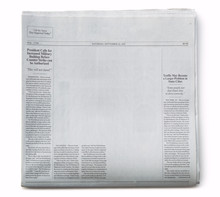 Fake Newspaper Partially Blank With Fake Articles On White Background