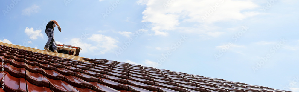 Dacheindeckung (Panoramabild) - obrazy, fototapety, plakaty 