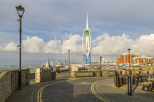 Portsmouth, Hampshire, England, UK. November 2017.  View Of The Spinnaker Tower Overlooking The Solent, English Channel, In Hampshire, UK.