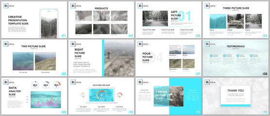 clean and minimal presentation templates. blue elements on a white background. brochure cover vector