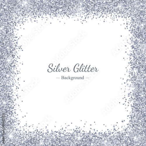 Download Silver glitter backround, square border frame. Vector ...