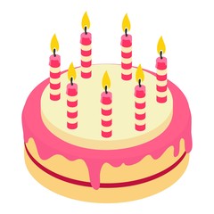 Wall Mural - Birthday cake candle icon, isometric 3d style