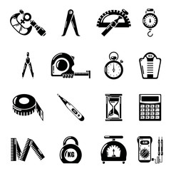 Measure precision icons set, simple style