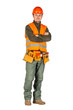 © kaninstudio - construction worker with arms crossed in a helmet  in orange security vest