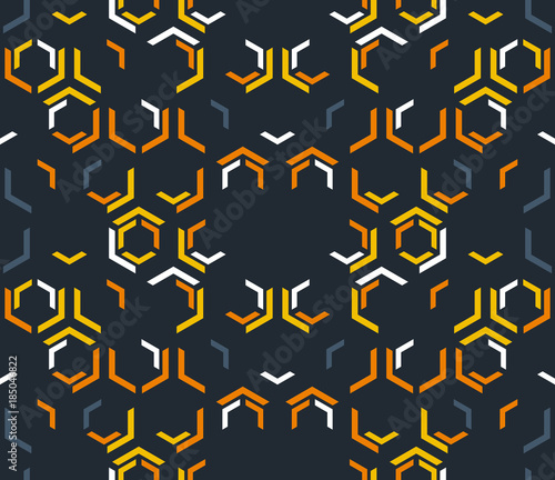 Abstract seamless pattern of hexagons. Modern technologies.