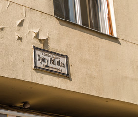 Sign with street name in Budapest