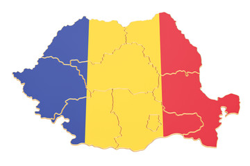 Map of Romania, 3D rendering