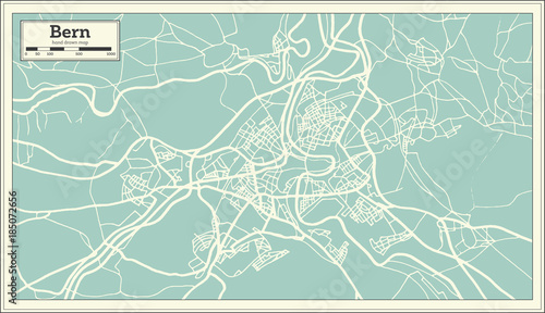 Cuadros en Lienzo Bern Switzerland Map in Retro Style.