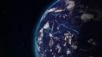 Wall Mural - realistic earth rotating in space (loop). on the planet earth is visible the change of day and night