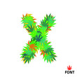 Cannabis X letter from marijuana leaves lettering alphabet vector illustration