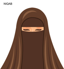 Wall Mural - Vector arab niqab style, beautiful arabic muslim woman Illustration isolated