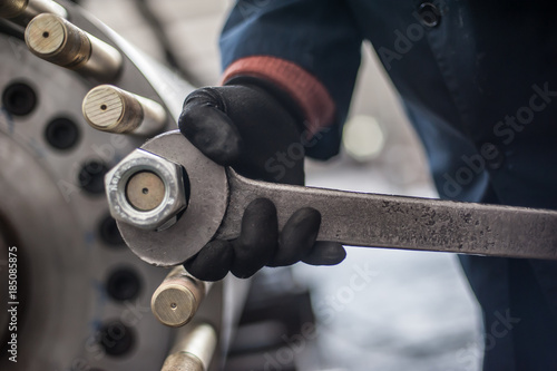 Fotomural Mechanic screws big bolt with large and heavy wrench key