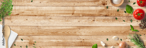 Cuadros en Lienzo Küche und Kochen - klassische Zutaten - Banner / Hintergrund