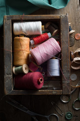 Wall Mural - thimble and needles for sewing close-up