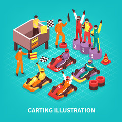 Canvas Print - Isometric Carting Racers Background