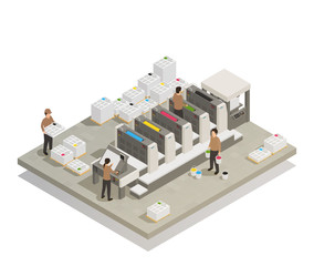 Wall Mural -  Printing Production Process Isometric Composition 