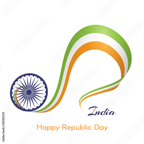 Banner With Wavy Ribbon Of Colors Of The National Flag Of India