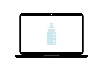 Wall Mural - Laptop - Babyflasche