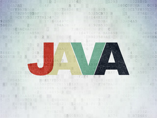 Programming concept: Painted multicolor text Java on Digital Data Paper background