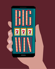 Wall Mural - Smartphone in hand with casino app on screen