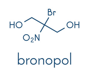 Wall Mural - Bronopol preservative molecule. Possibly carcinogenic through nitrosamine formation. Skeletal formula.