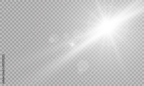 Fotomural Vector transparent sunlight special lens flare light effect.