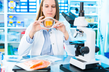 Canvas Print - Fish research in laboratory.  Food Processing and Quality Control Fish