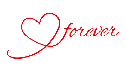 herz forever schriftzug rot