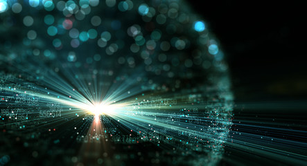 Wall Mural - transfer and storage of data sets/data transmission channel. motion of digital data flow. transferri