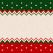 Ugly sweater Merry Christmas and Happy New Year greeting card frame border template. Vector illustration knitted background pattern with scandinavian ornaments. White, red, green colors. Flat style
