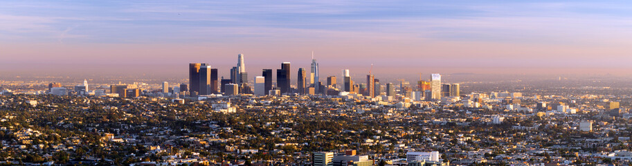 Wall Mural - Beautiful Light Los Angeles Downtown City Skyline Urban Metropolis