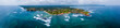 Aerial panorama of the south coast of Sri Lanka, area near the town of Weligama